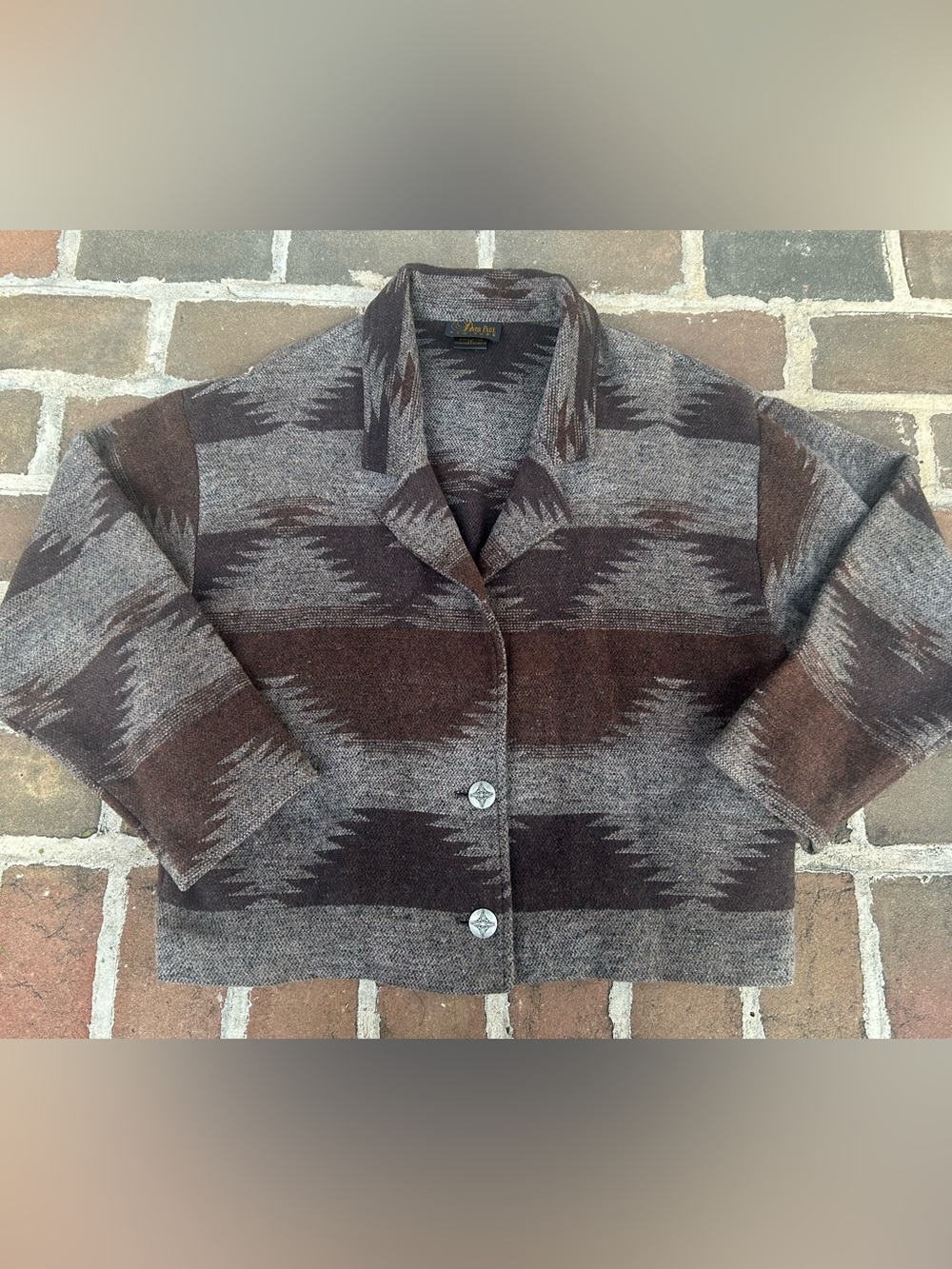 Vintage David Paul brown taupe brushed woven southwestern Aztec western jacket M